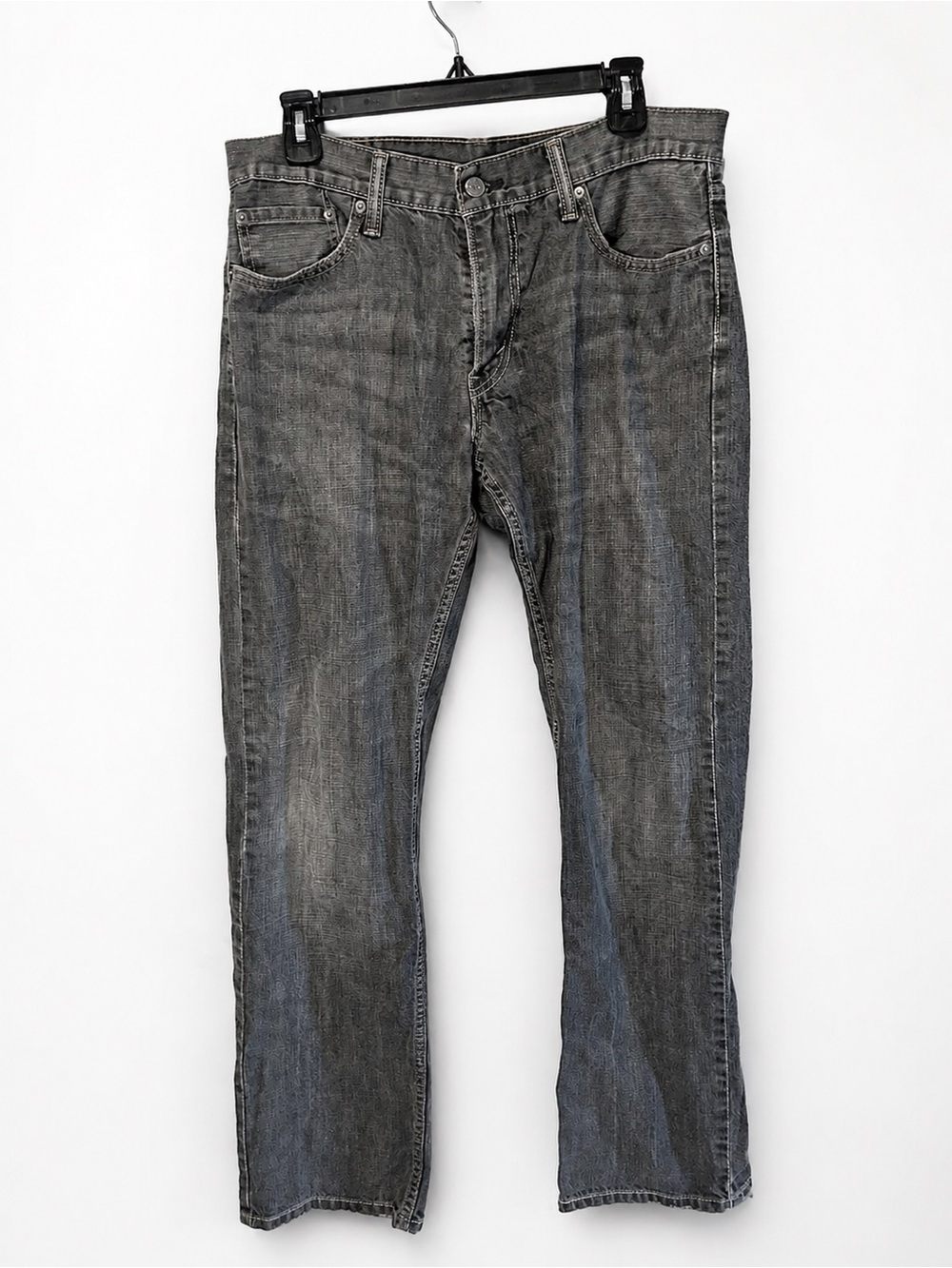 Men's Levi’s 514 Grey Black Washed Straight-Leg Jeans EUC 34 x 34